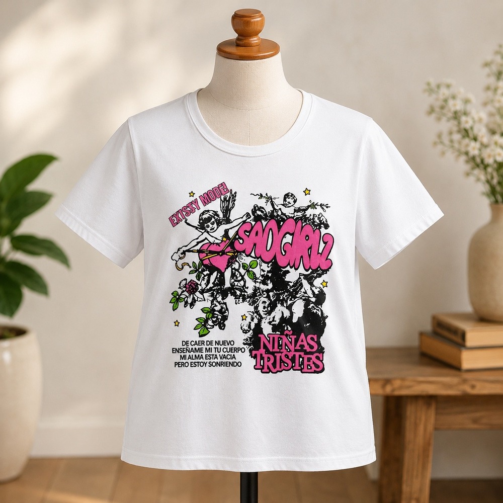 NWOT Sad Boyz Junior H Baby Tee Women Medium‎ Niñas Tristes Extssy Model Shirt